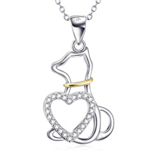 Collier coeur chien Pendentif bijoux 925 en argent sterling